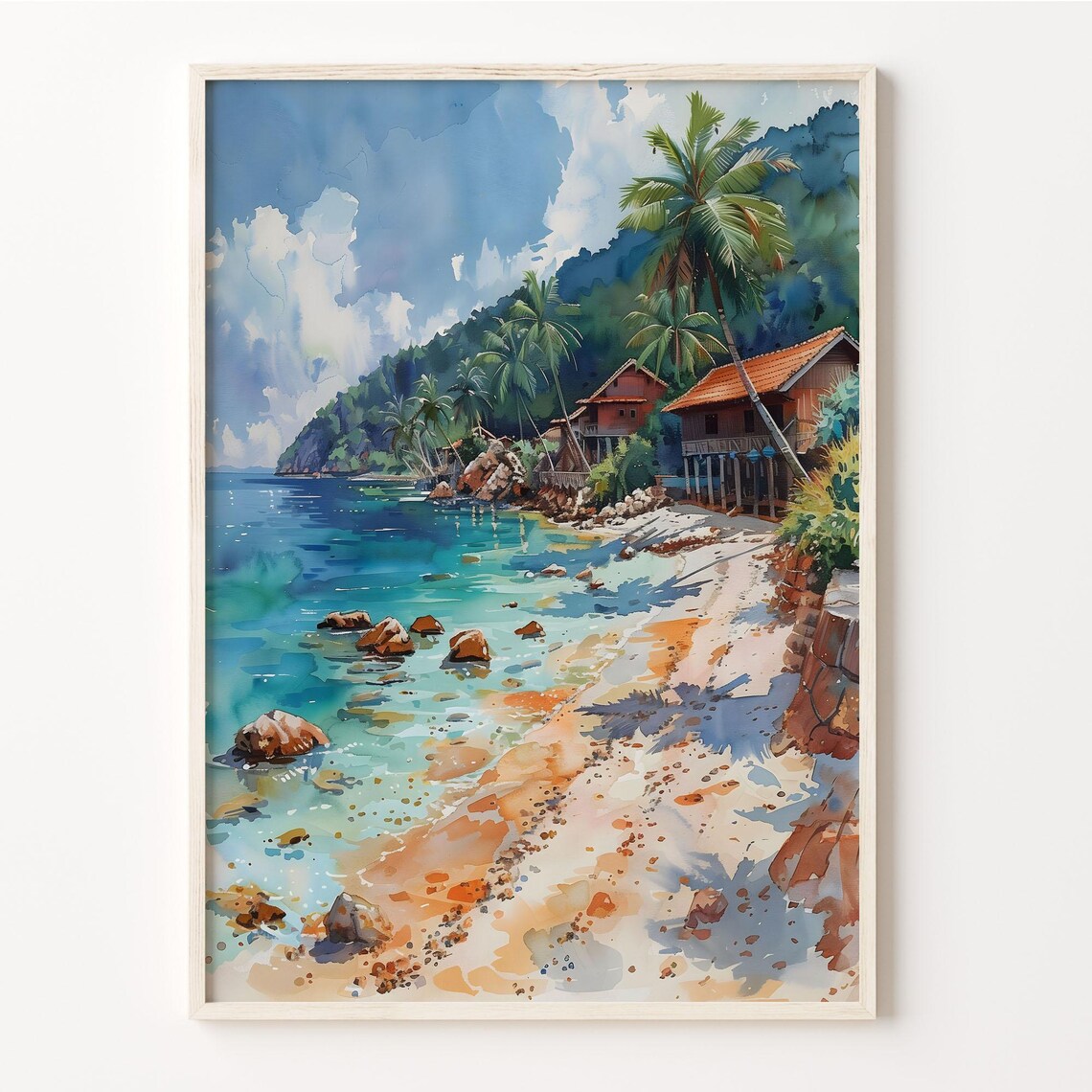 Perhentian Islands Malaysia Tropical Cove Stilt Chalets Travel Poster