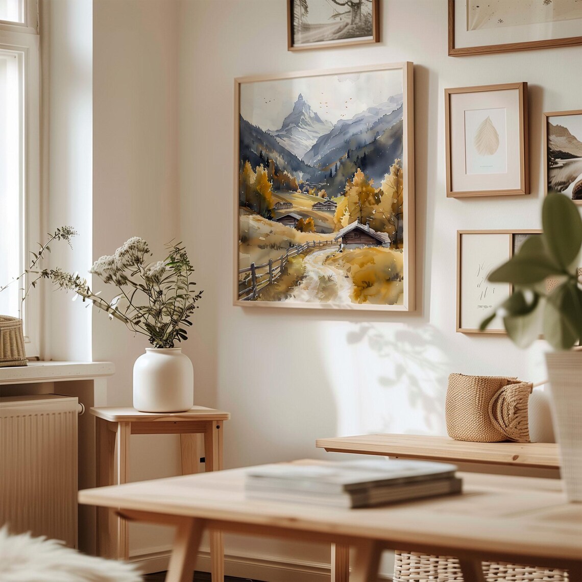 Zermatt Switzerland Watercolor Painting Zermatt Travel Poster Zermatt Wall Art Valais Canton Print Travel Wall Decor C30 821 - Image 3