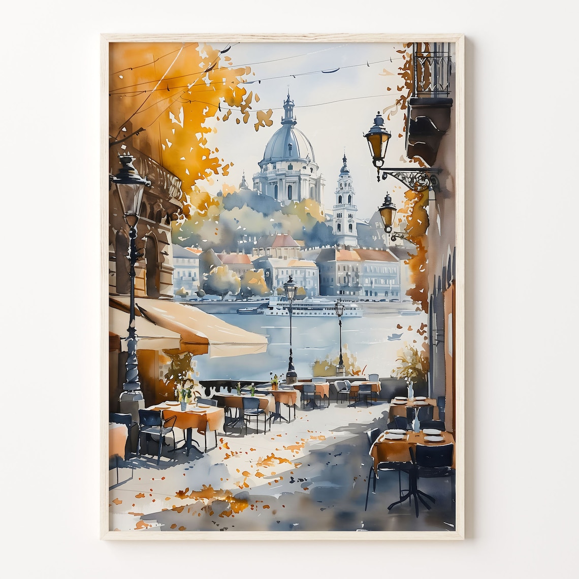 Budapest Watercolor Painting, Hungary Travel Poster