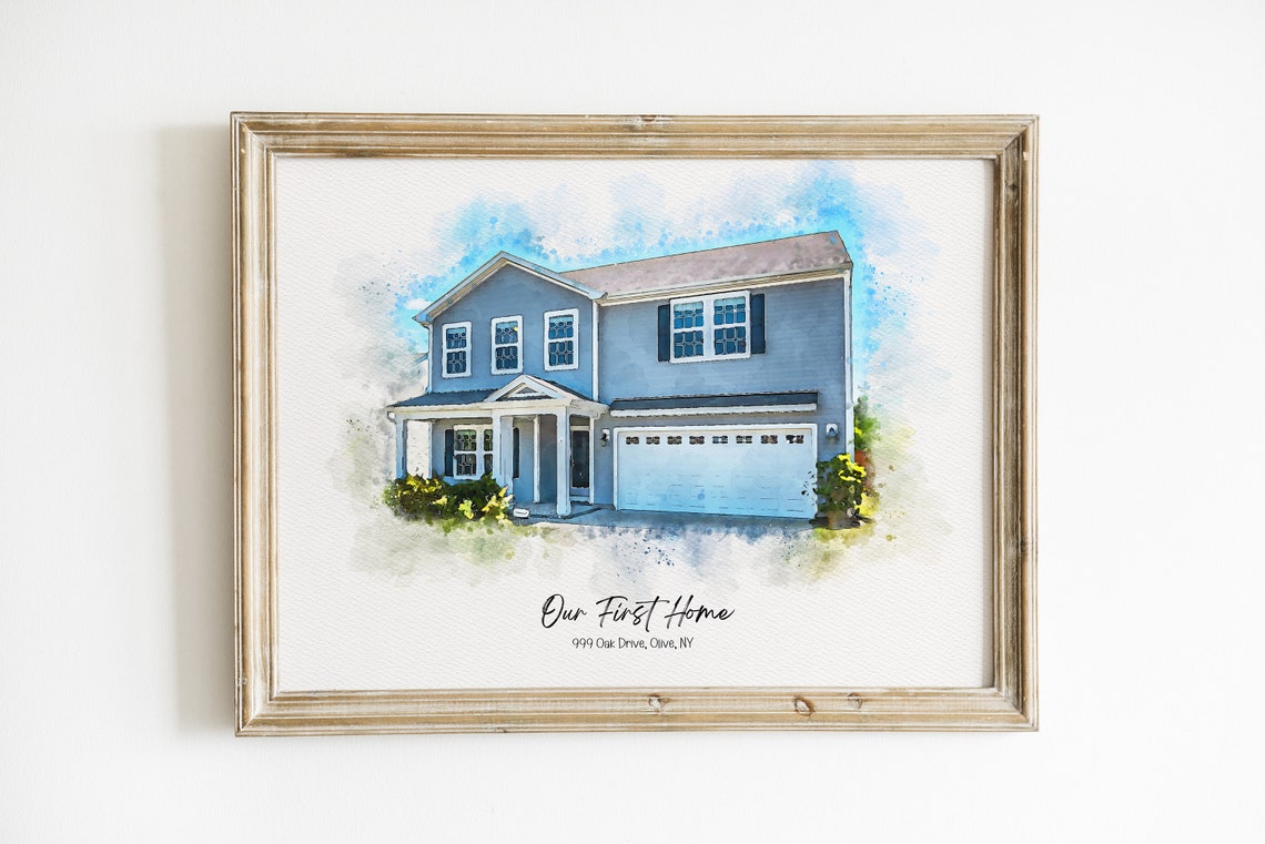 Our First Home 999 Oak Drive Olive NY Watercolor House Portrait Poster - Image 5