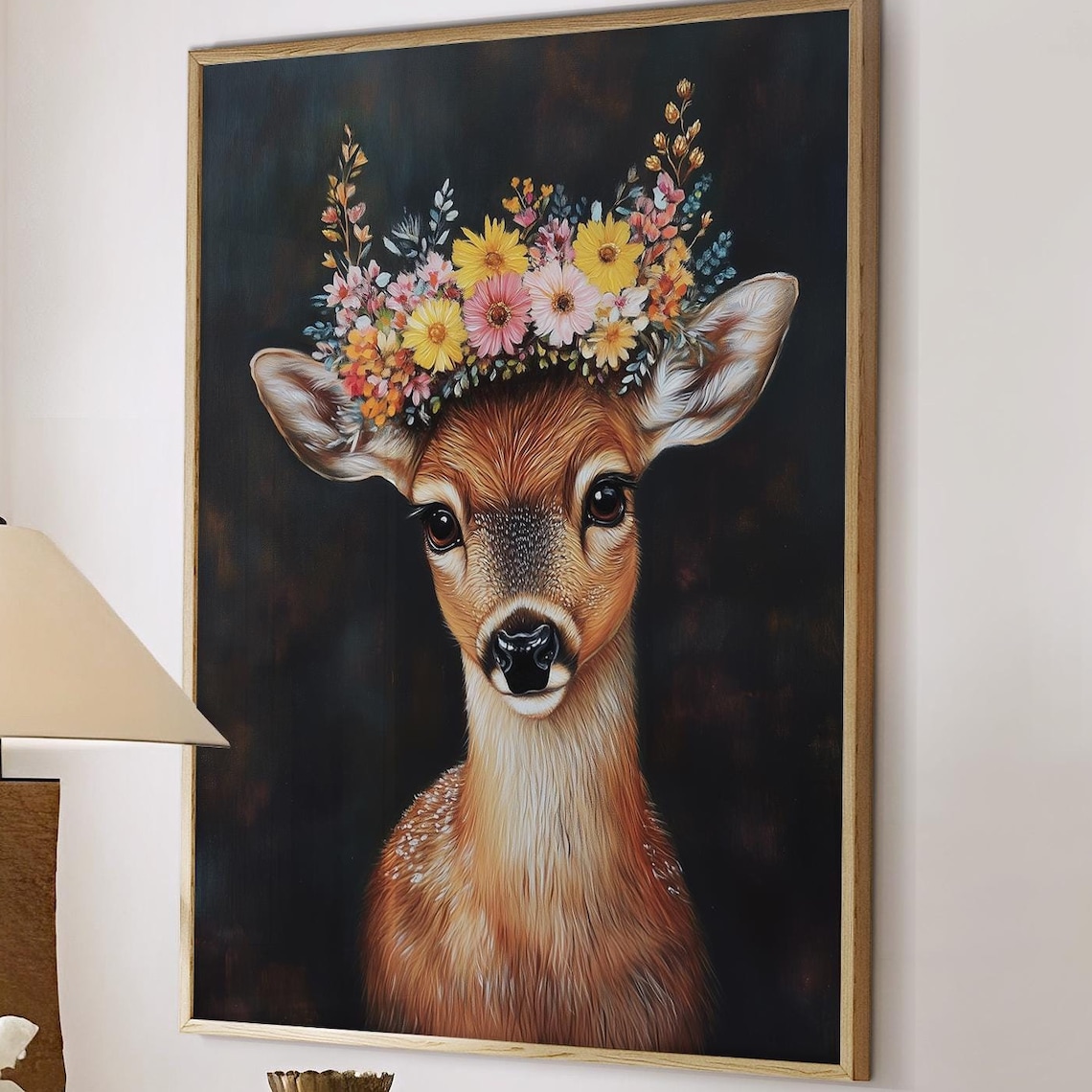 Deer Maximalist Eclectic Animal Portrait Art Print
