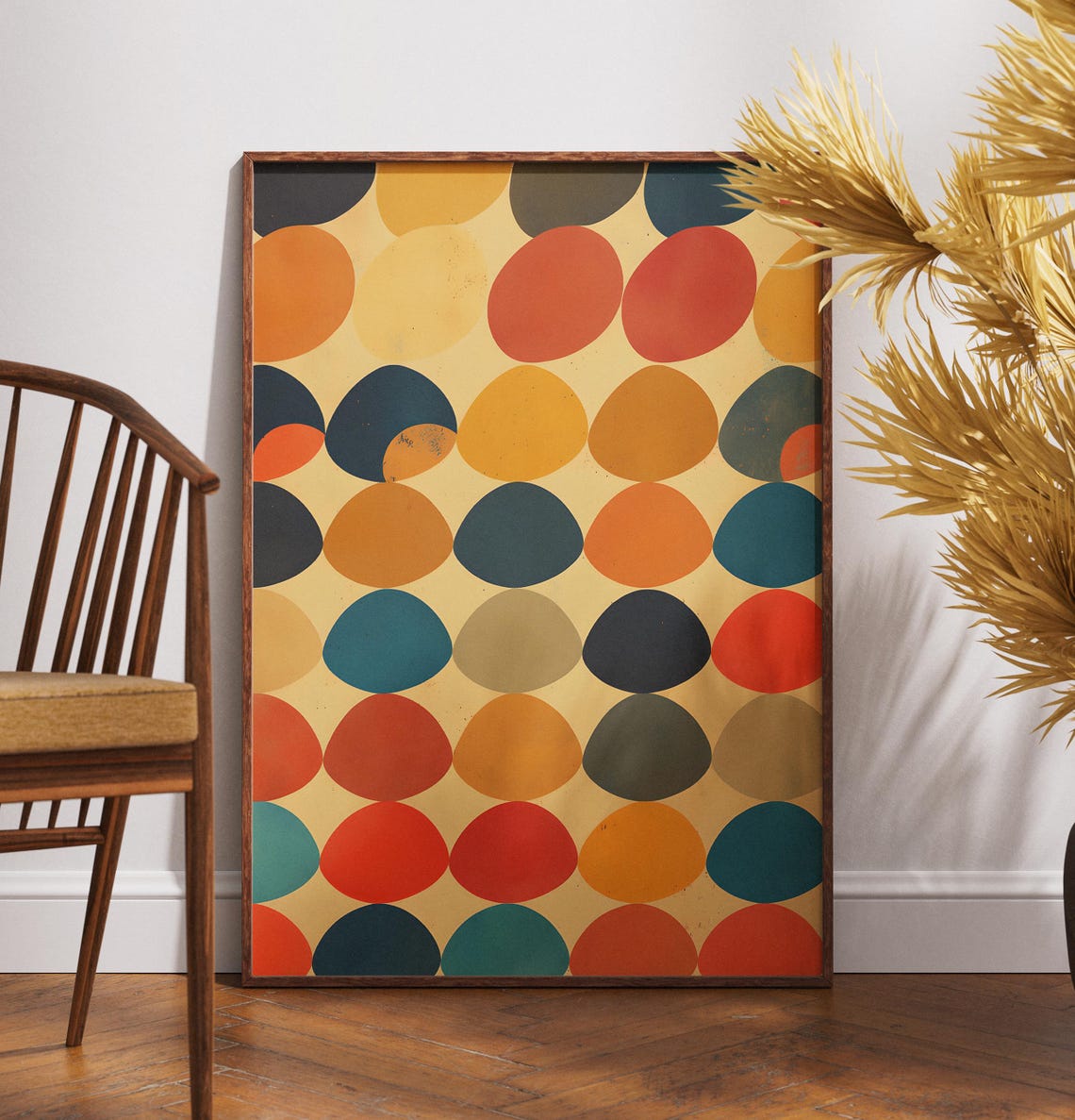 Retro Circle Pattern Midcentury Modern Abstract Geometric Art Print