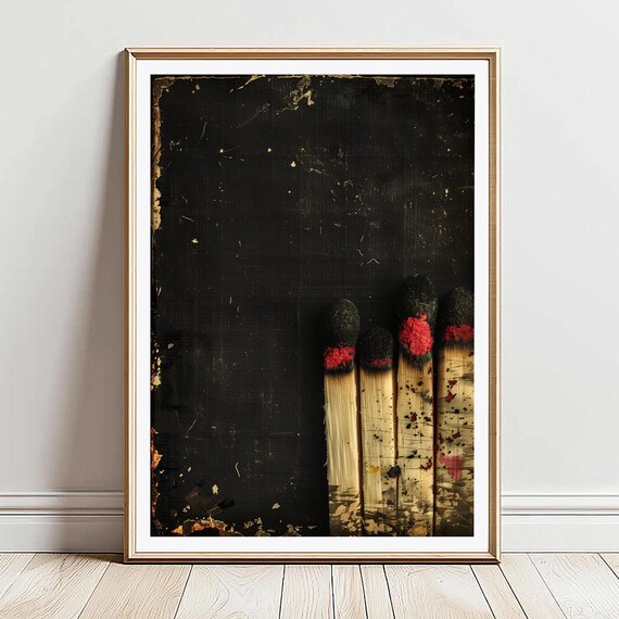 Burnt Matches Photography Poster Moody Black Still Life Match Art