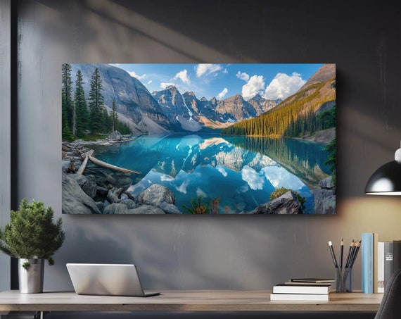 Majestic Mountains Clear Lakes Wall Art Panoramic Beautiful Scenery Home Decoration Birthday Gift For Friends Family Living Room