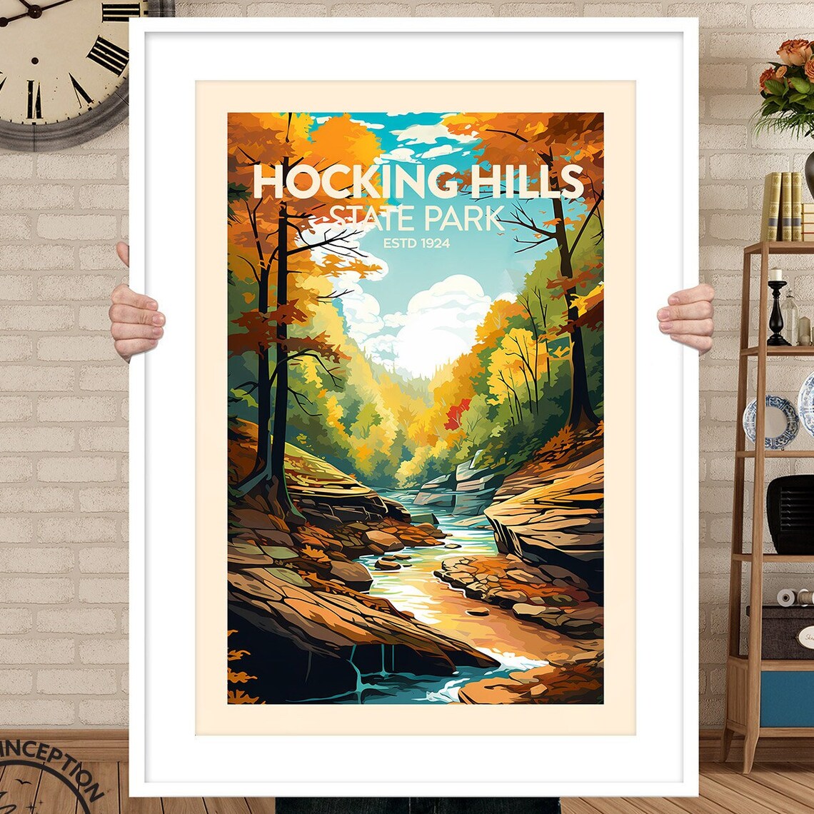 Hocking Hills State Park Travel Poster, Ohio Art