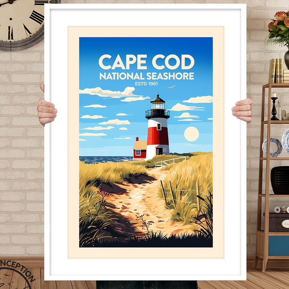 Cape Cod Traditional Travel Poster, Massachusetts Seashore