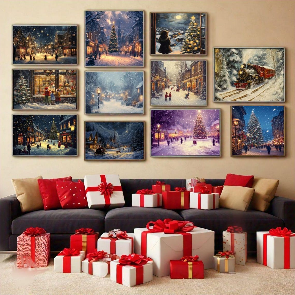 Set of 21 Christmas Printable Bundle Vintage Holiday Wall Art - Image 3