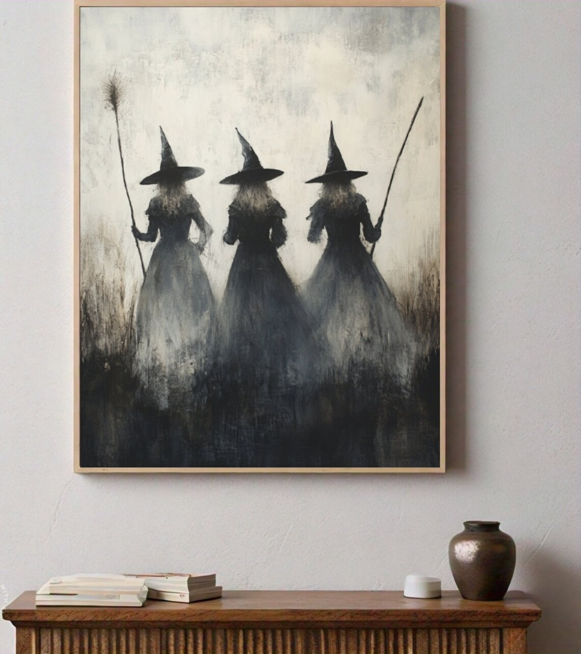 Witchy Halloween Decor Vintage Rustic Witch Poster