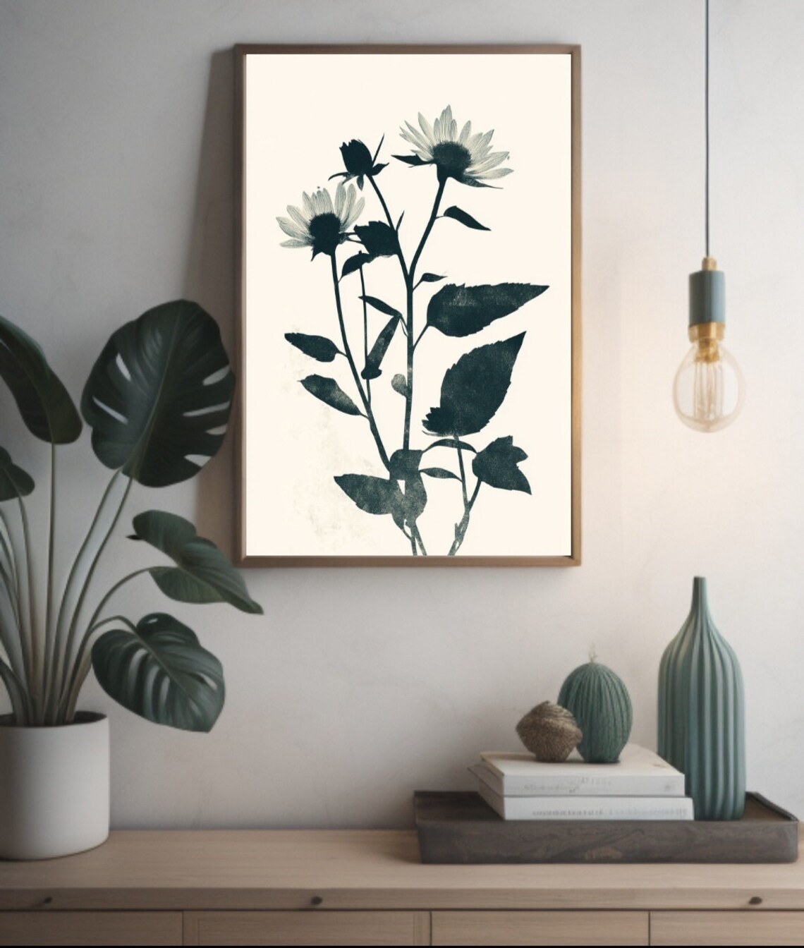 Boho Floral Botanical Art Print, Modern Wall Decor - Image 2