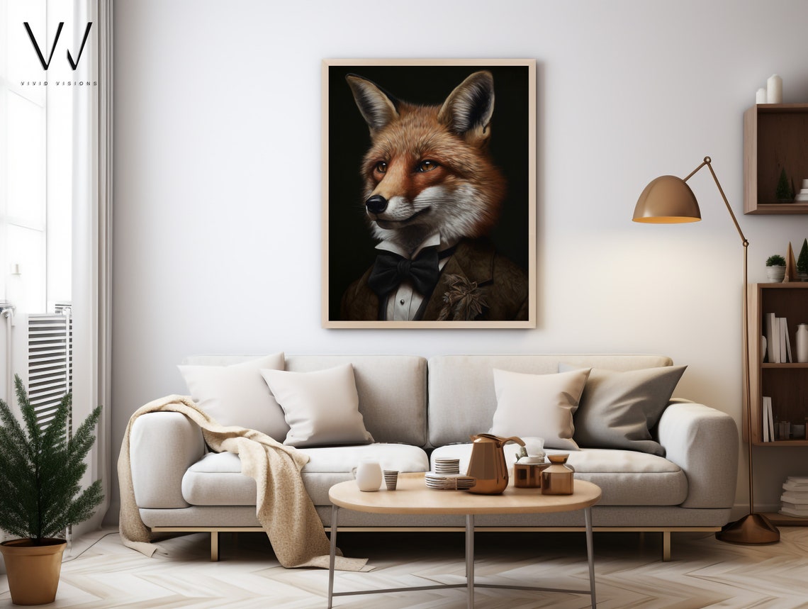 Red Fox Tuxedo Black Bow Tie Formal Gentleman Portrait Poster - Image 3
