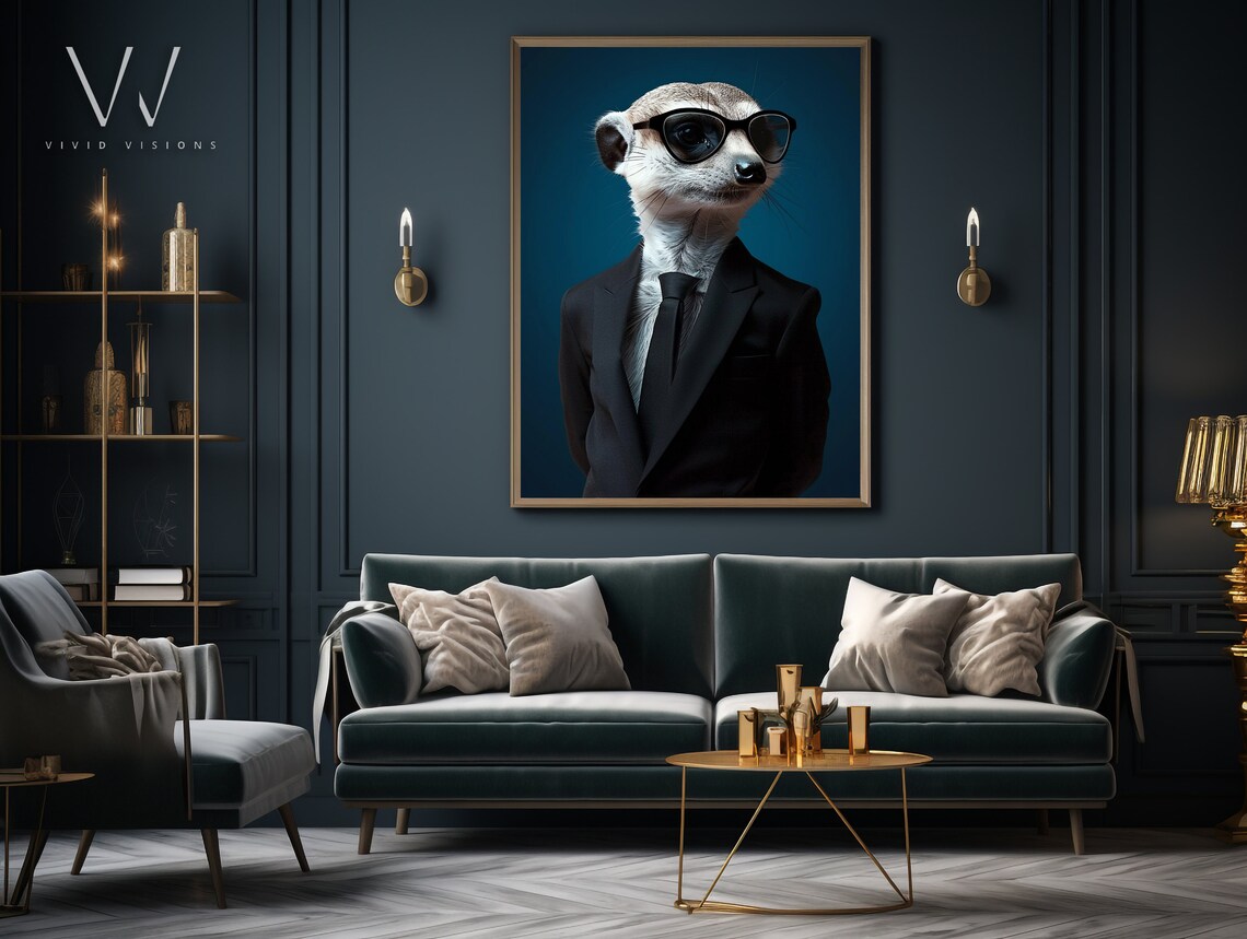 Meerkat in Black Suit Sunglasses Secret Agent Funny Animal Poster - Image 3