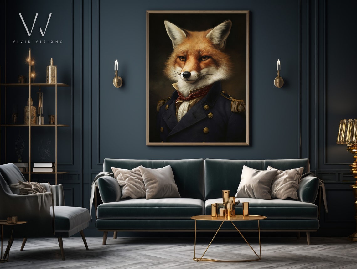 Red Fox Naval Coat Gold Buttons Admiral Style Portrait Poster - Image 4
