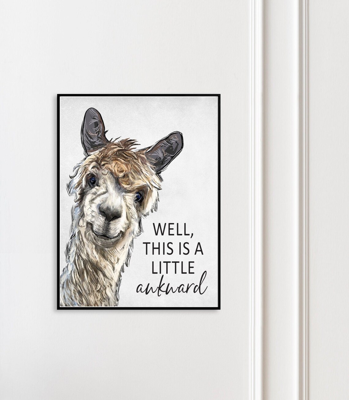 Llama A Little Awkward Funny Bathroom Art Print