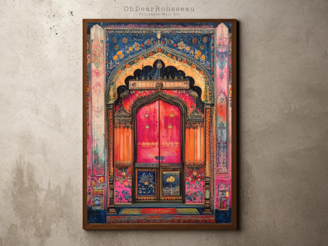 Rajasthani Pink Palace Door Mughal Architecture Photo Art Poster