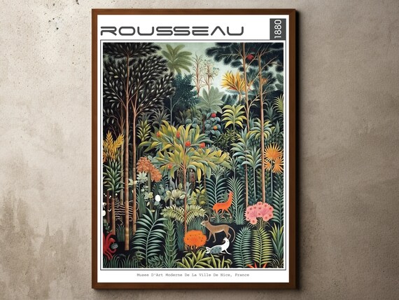 Henri Rousseau Print Poster Tropical Decor Botanical Jungle Exhibition Animals Forest Vintage Wall Art