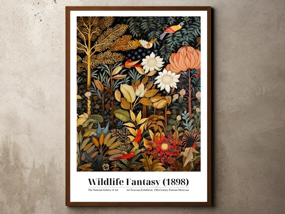 Henri Rousseau Print Poster Tropical Decor Botanical Jungle Exhibition Animals Forest Vintage Wall Art