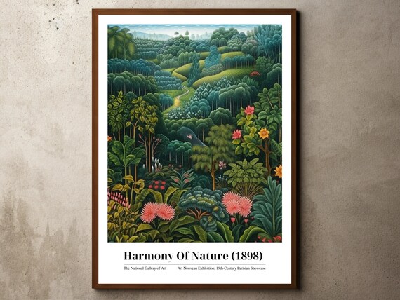 Henri Rousseau Print Poster Tropical Decor Botanical Jungle Exhibition Animals Forest Vintage Wall Art