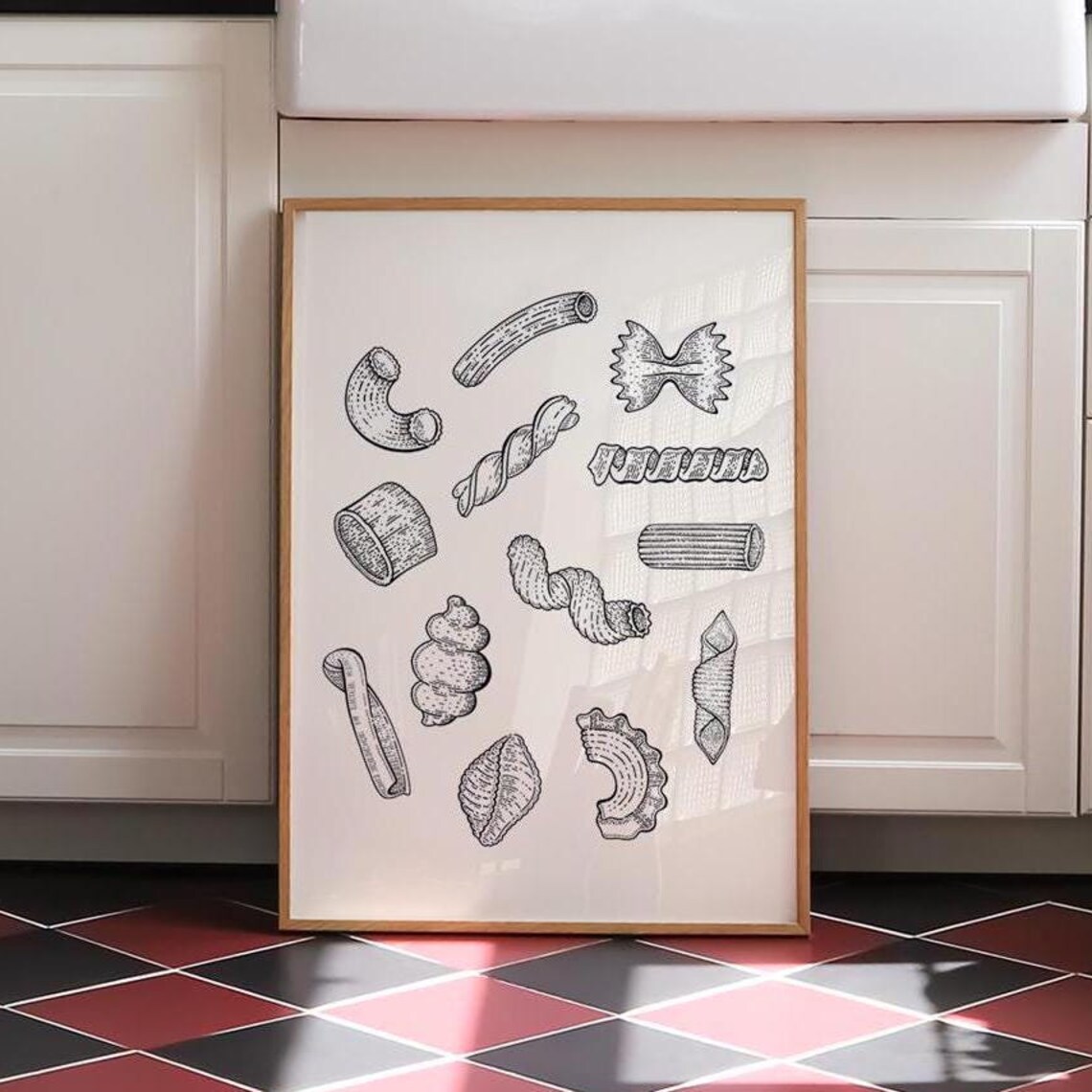 Pasta Kitchen Wall Art, Trendy Food Poster