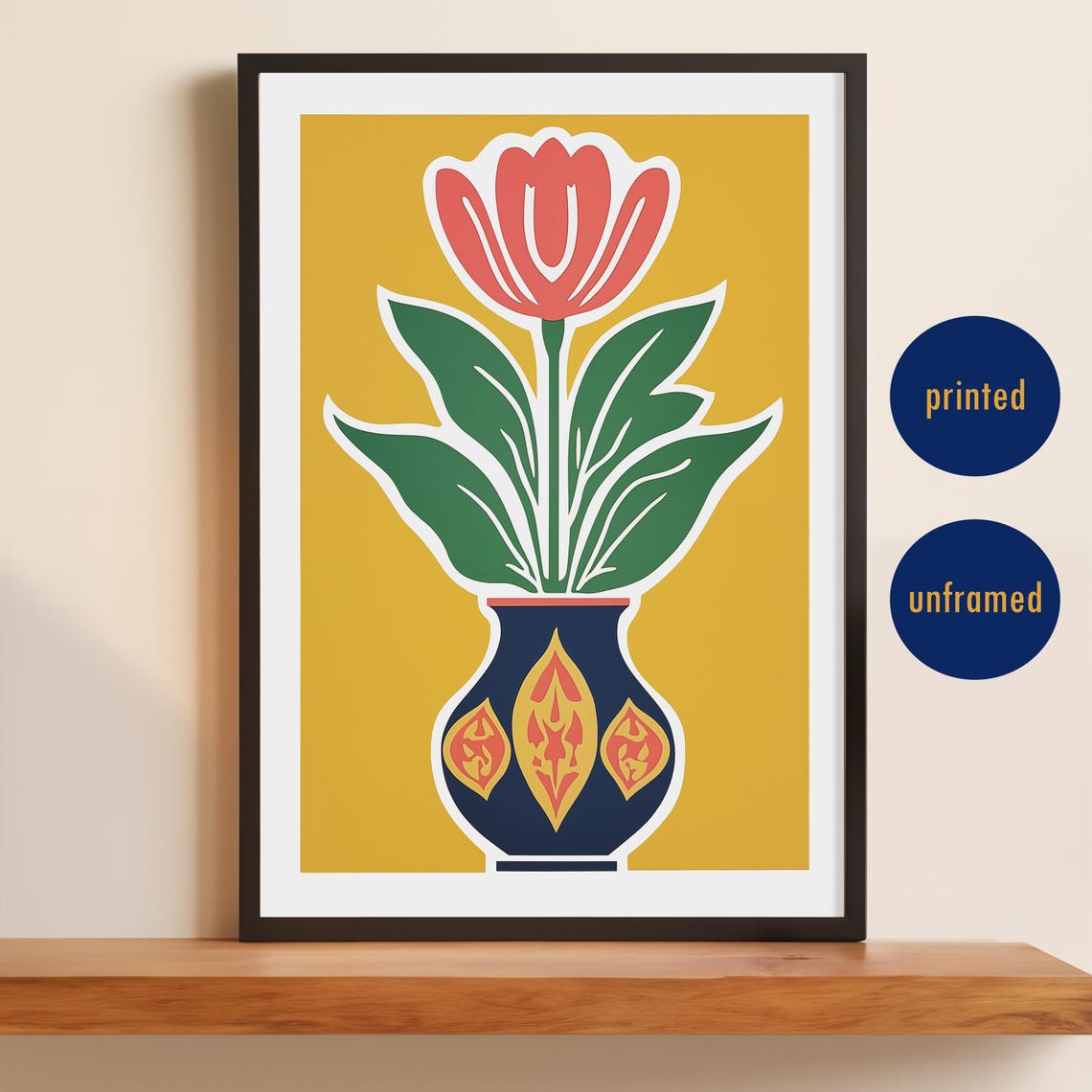 Retro Flower Vase Art Print Modern Botanical Wall Decor
