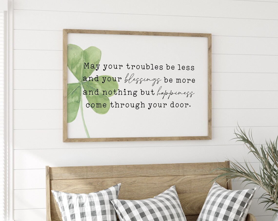 Irish Blessing Shamrock Watercolor St Patricks Day Quote Poster