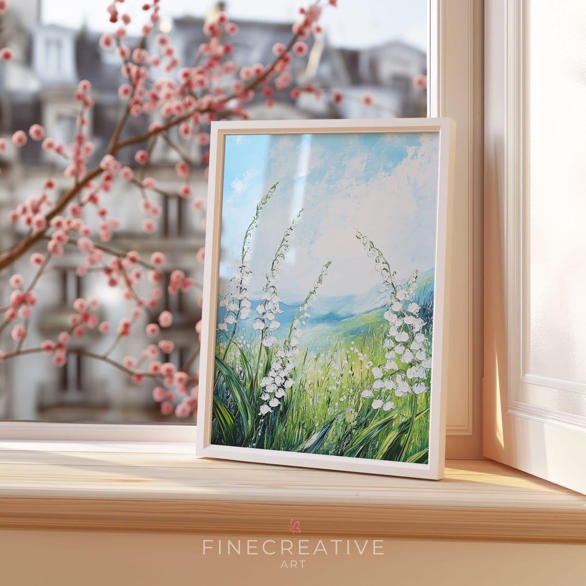 White Wildflowers Swaying In Lush Green Meadow Mountain Wall Art - Image 3