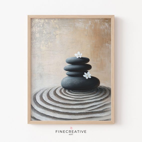 Stacked Stones Print Mindfulness Painting Wall Art Zen Decor Yoga Wall Art Spiritual Print I10