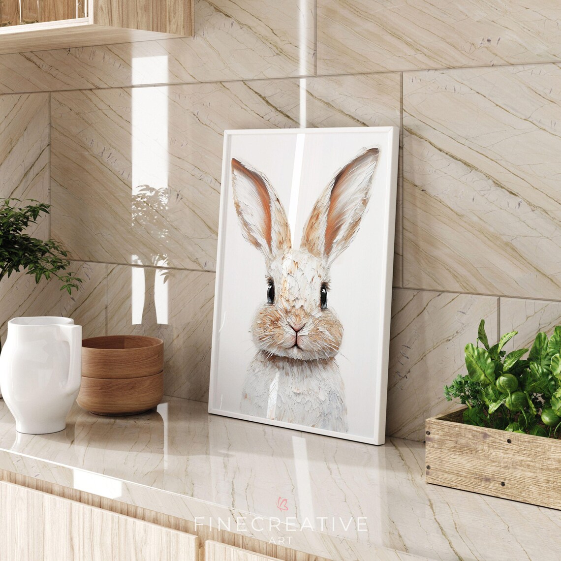 Easter Bunny Minimalist Rabbit Art Print, Modern Spring - Image 3