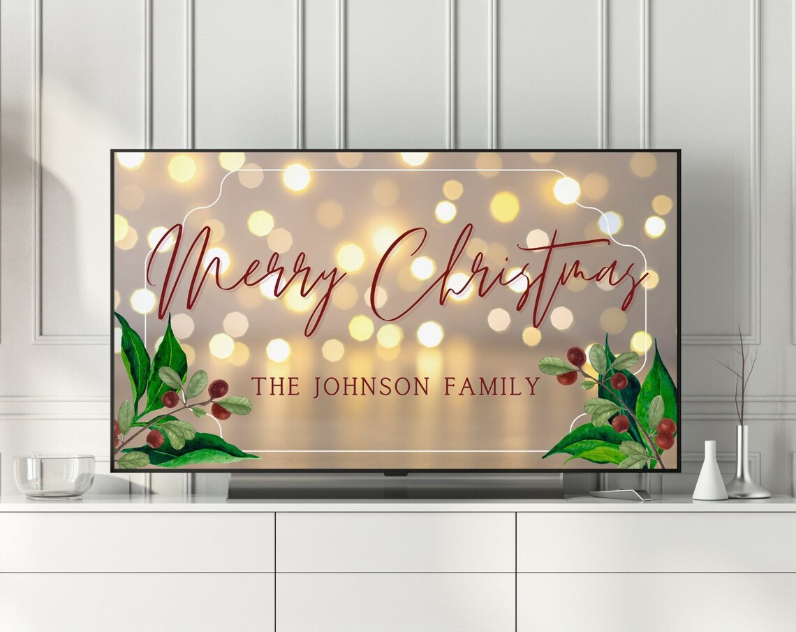 Personalized Merry Christmas Family Name Sign Holiday Wall Art