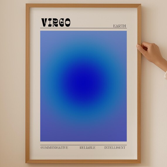 Virgo Zodiac Blue Aura Gradient Earth Sign Astrology Horoscope Poster