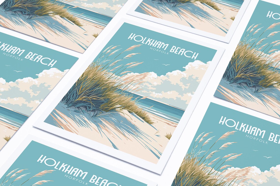 Holkham Beach Norfolk Dune Grass Seaside Coastal Travel Poster - Image 4