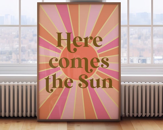 Here Comes The Sun Print Bohemian Poster Gender Neutral Kids Room Decor Playroom Nursery Girl