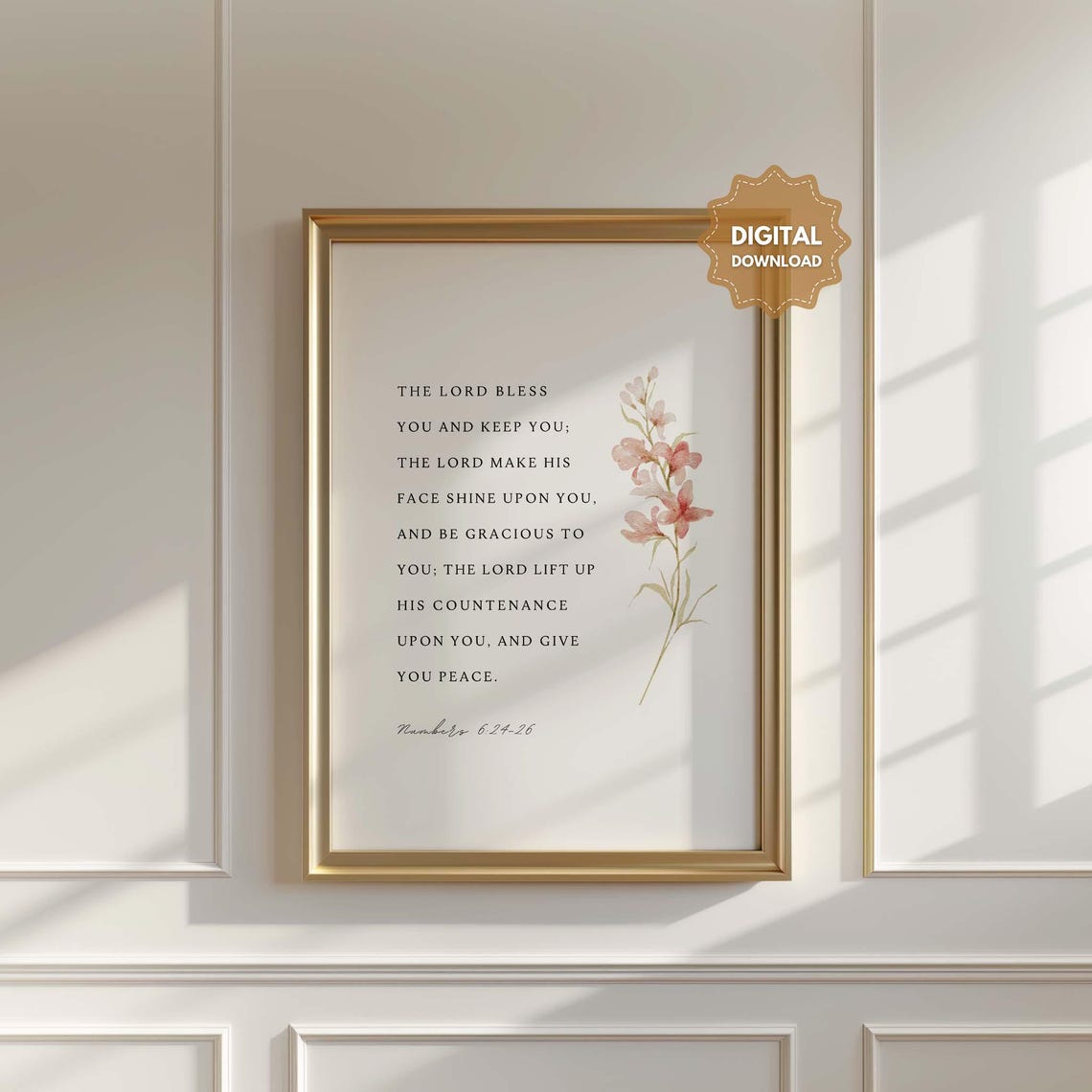 Numbers 624 26 The Lord Bless You And Keep You Floral Scripture Poster