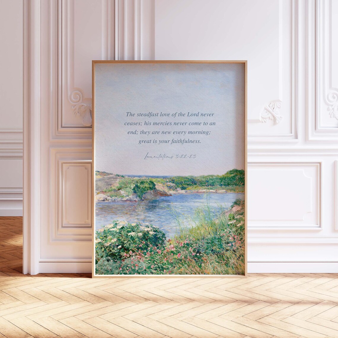 Lamentations 3:22-23 Scripture Print, Vintage Christian