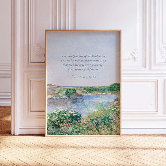 Lamentations 3:22-23 Scripture Print, Vintage Christian