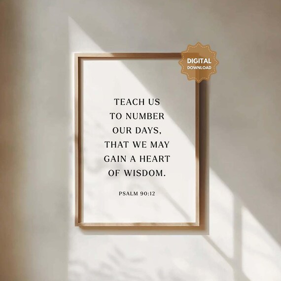 Psalm 90:12 Bible Verse Minimalist Art Print