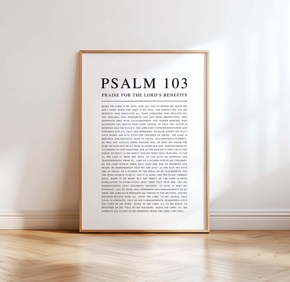 Psalm 103 Praise For The Lords Benefits KJV Scripture Text Poster