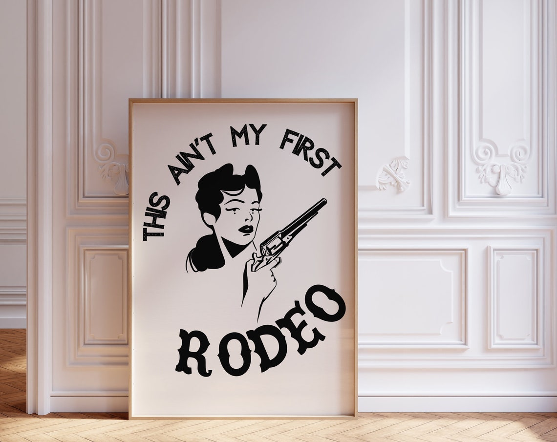 This Aint My First Rodeo Pink Cowgirl Western Retro Statement Poster - Image 2