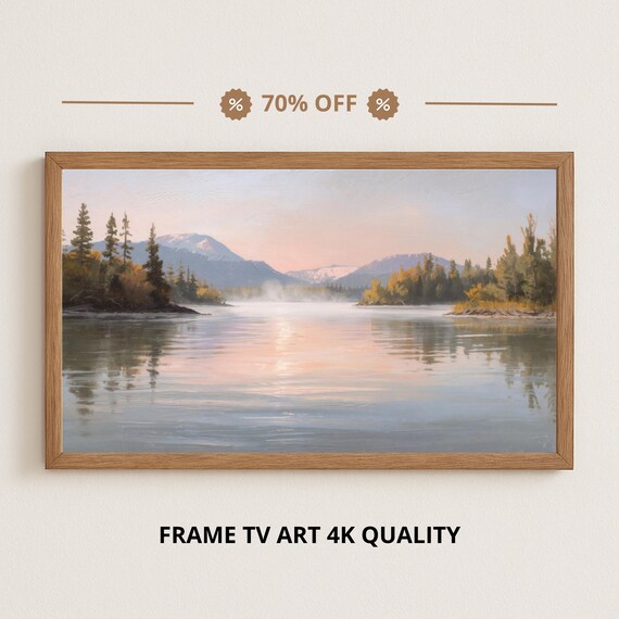Morning Light On Misty Mountain Lake Sunrise Reflections Serene Art Poster
