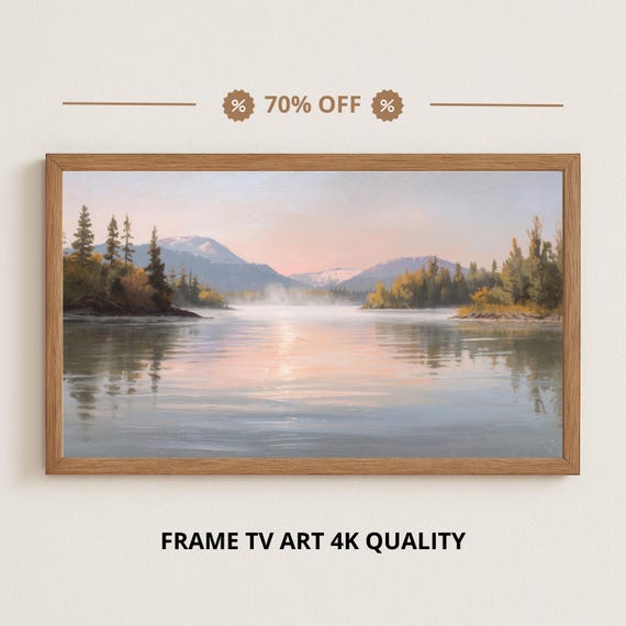 Samsung Frame Tv Art Morning Light On The Mountain Lake