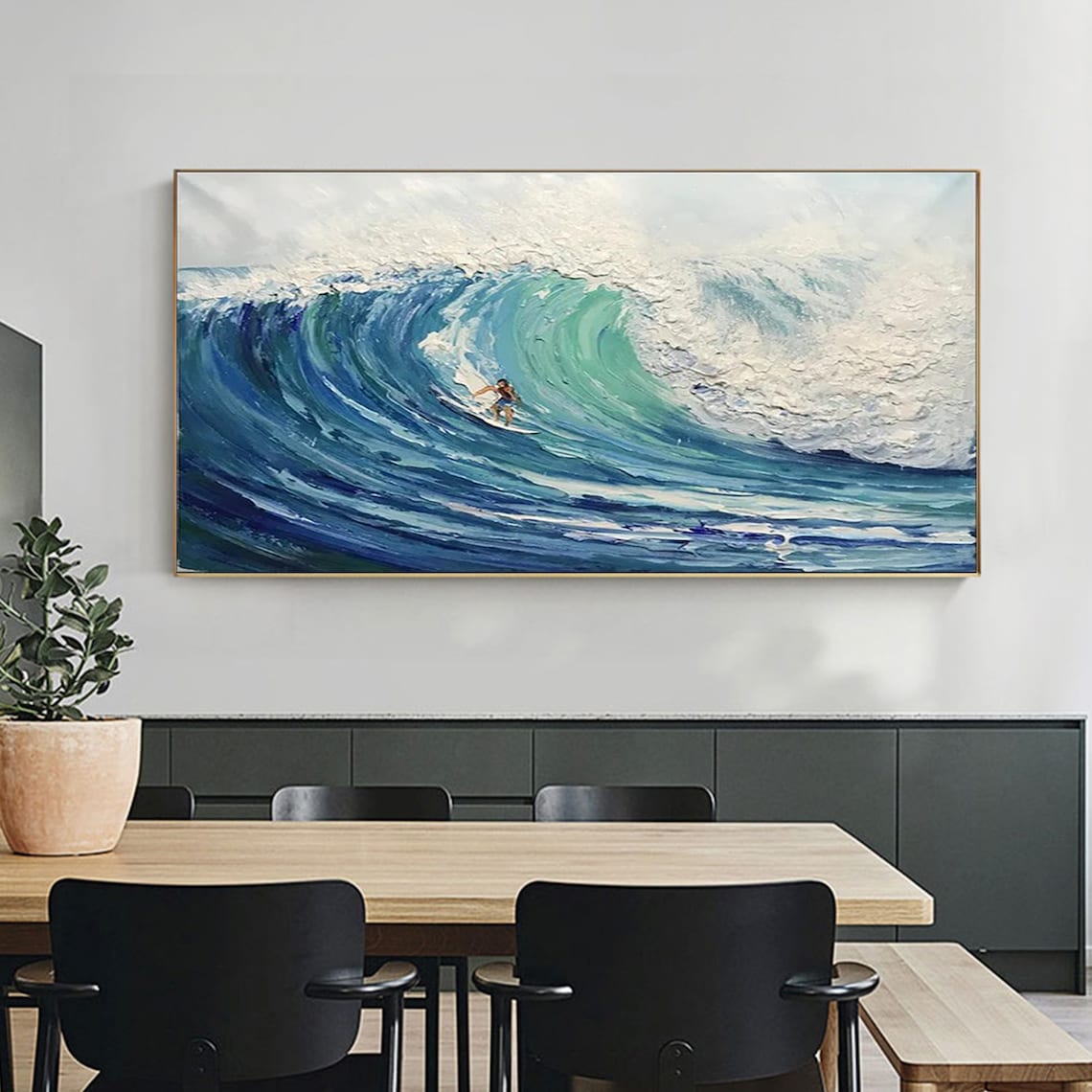 Blue Waves Surfing Painting, Personalized Wall Art Print - Image 2