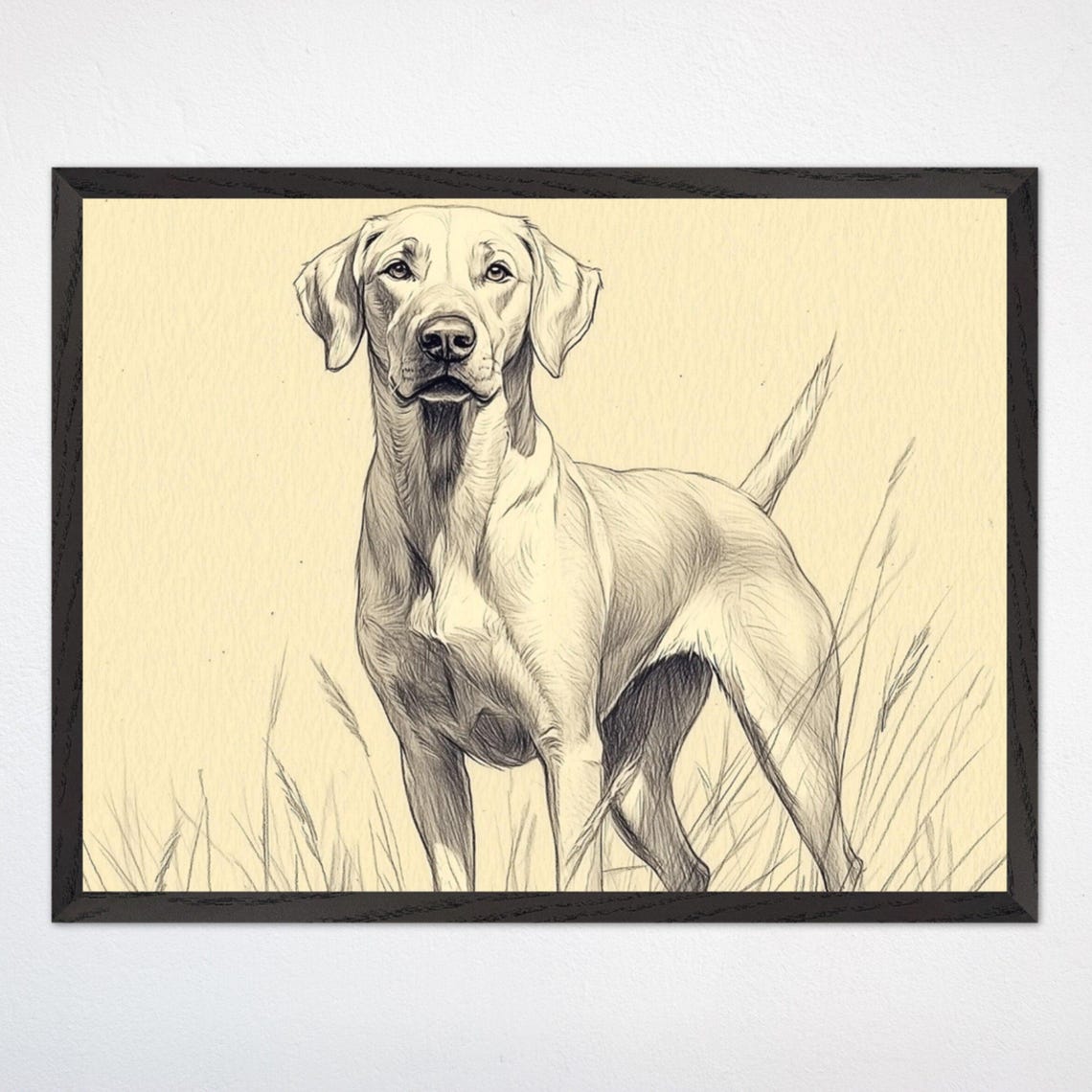 Hand Drawn Labrador Retriever Sketch Standing In Tall Grass Poster