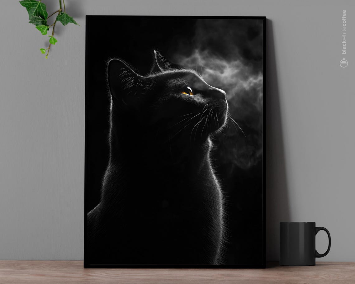 Black Cat Halloween Art Spooky Poster