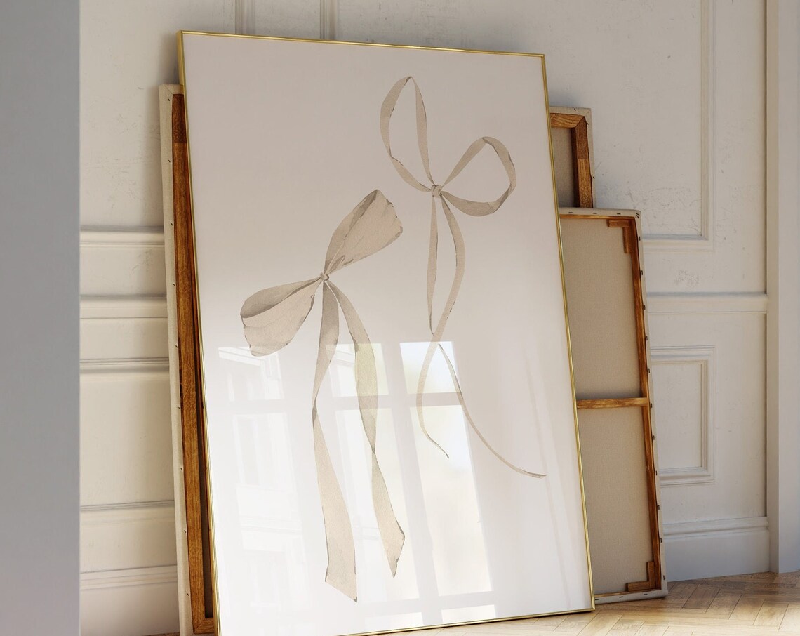Bows Neutral Coquette Art Print, Preppy Dorm Decor - Image 2