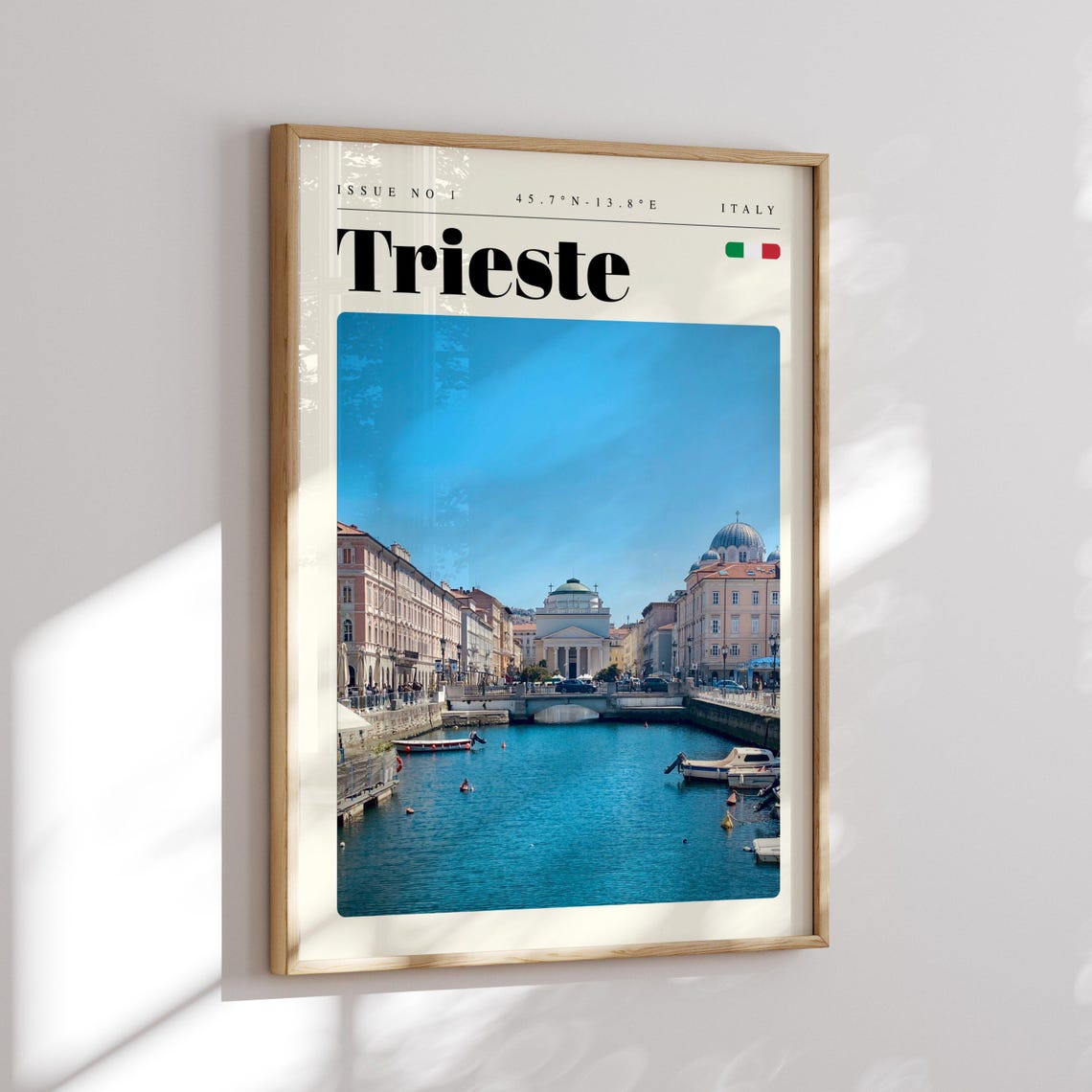 Trieste Italy Vintage Travel Poster Canal Waterfront Harbor Scene - Image 2