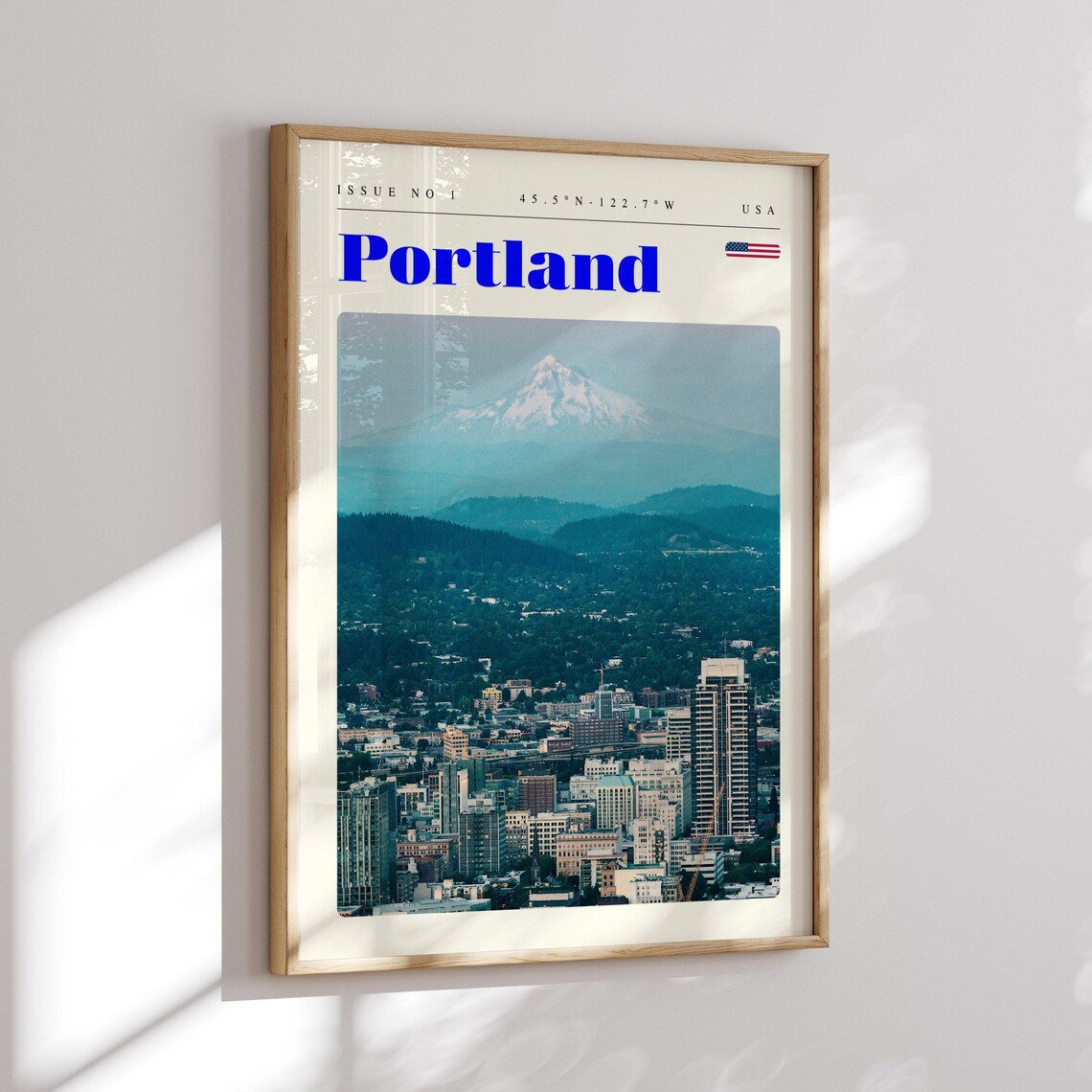 Portland USA Vintage Travel Poster Mount Hood City Skyline View - Image 2