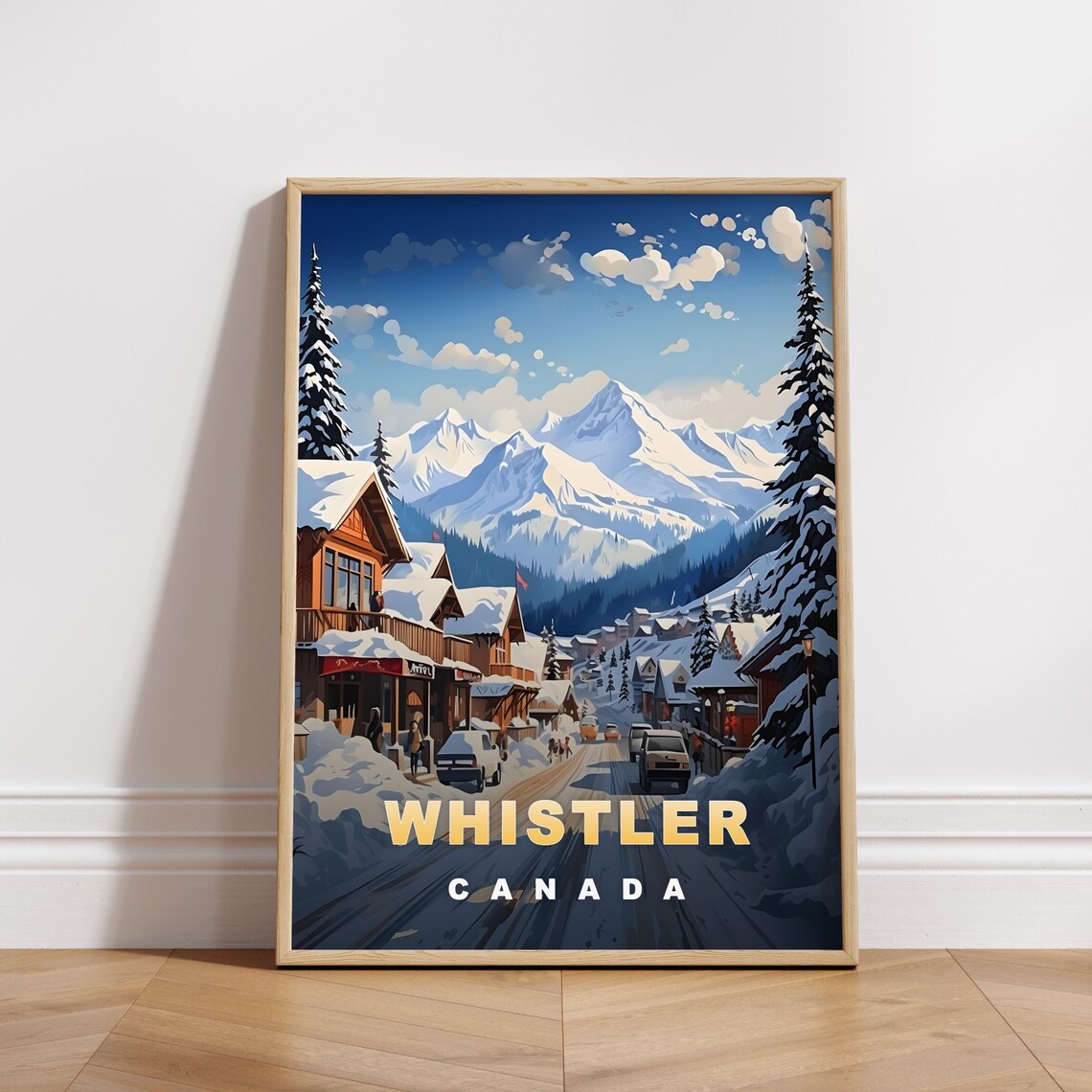 Whistler Canada Snowy Village Street Winter Retro Travel Poster