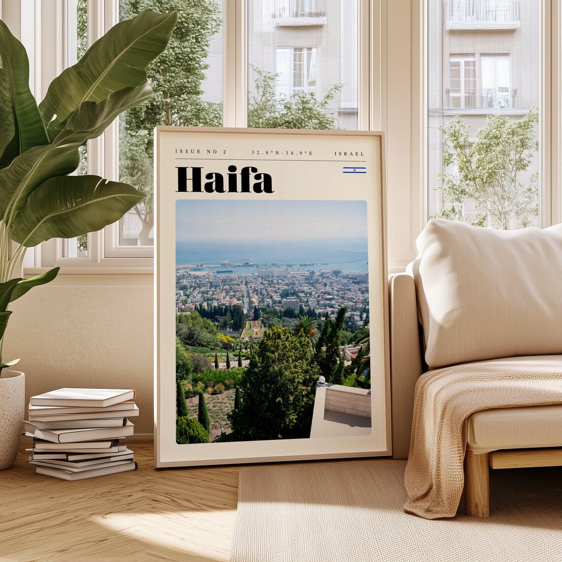 Haifa Israel Bahai Gardens Bay View Mediterranean Photo Travel Poster