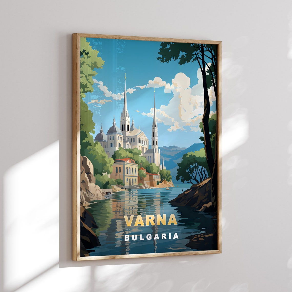 Varna Bulgaria Seaside Cathedral Harbor Vintage Travel Poster - Image 2