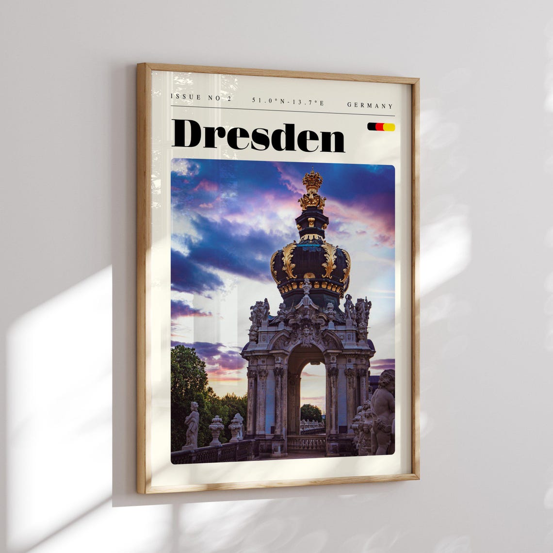 Dresden Germany Zwinger Crown Gate Baroque Sunset Travel Poster - Image 2