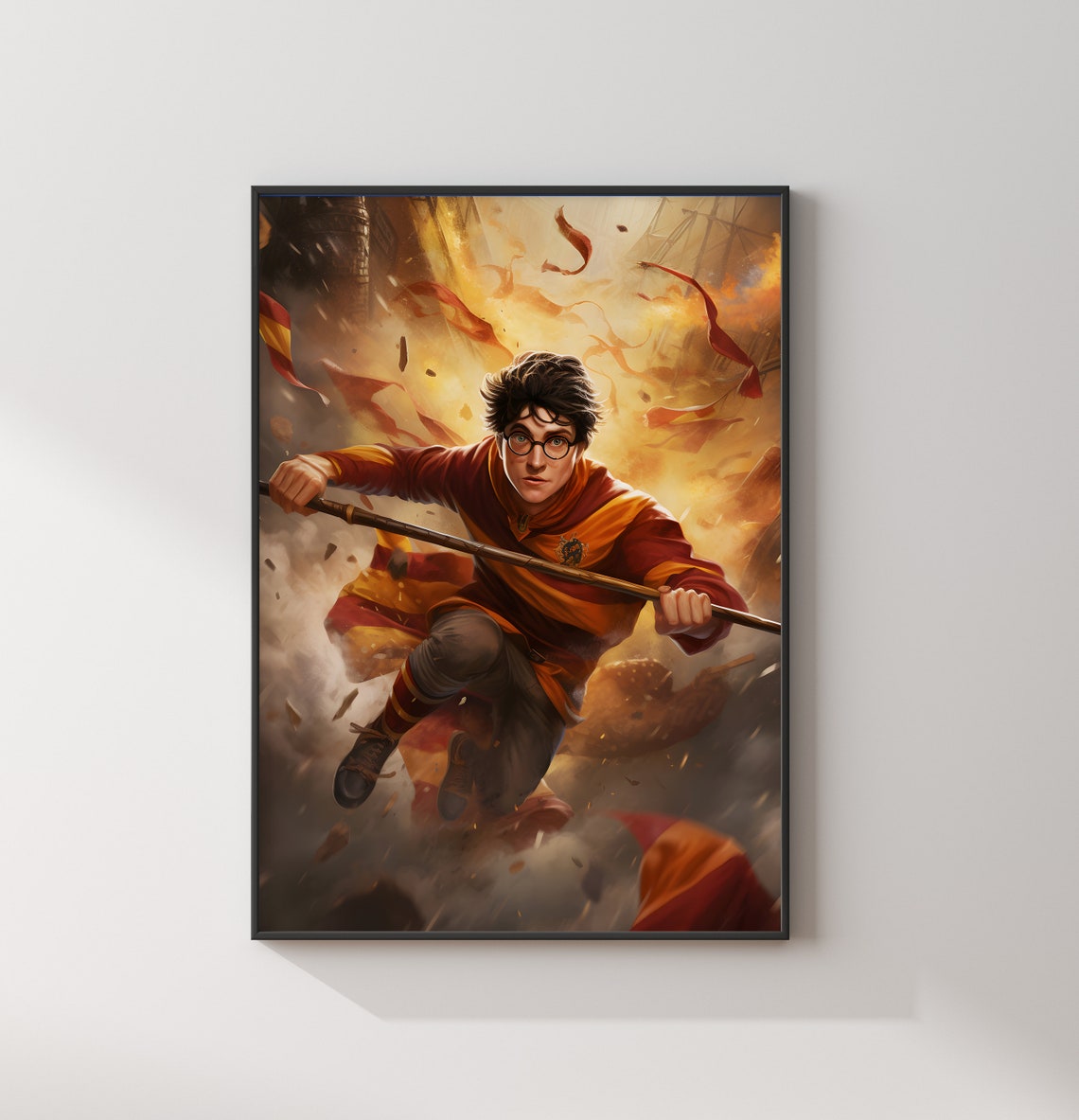 Harry Potter Quidditch Seeker Red Robes Flying Broom Action Poster - Image 2